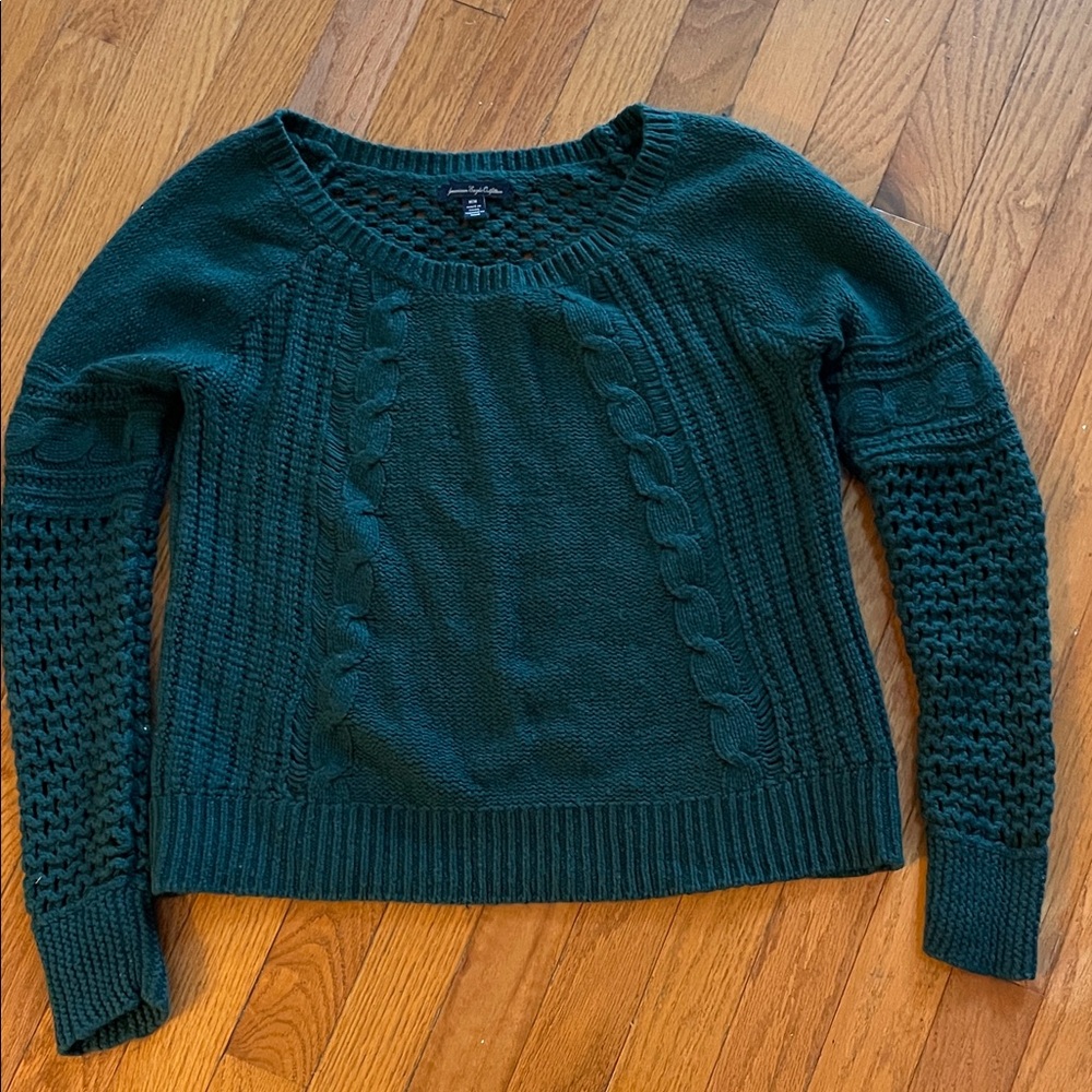 American Eagle Outfitters dark green Cable Knit Sweater